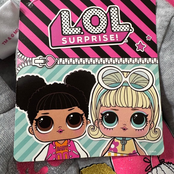 LOL Surprise Girls Hoodie Peplum Top Size 5T Gray Fierce Friends NWT - Picture 9 of 13